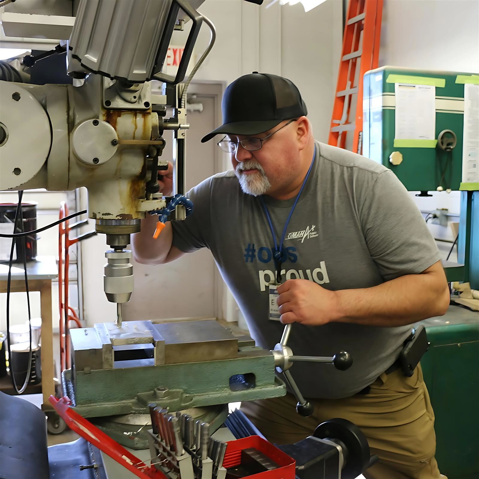 Dan Eggen works with a drill press